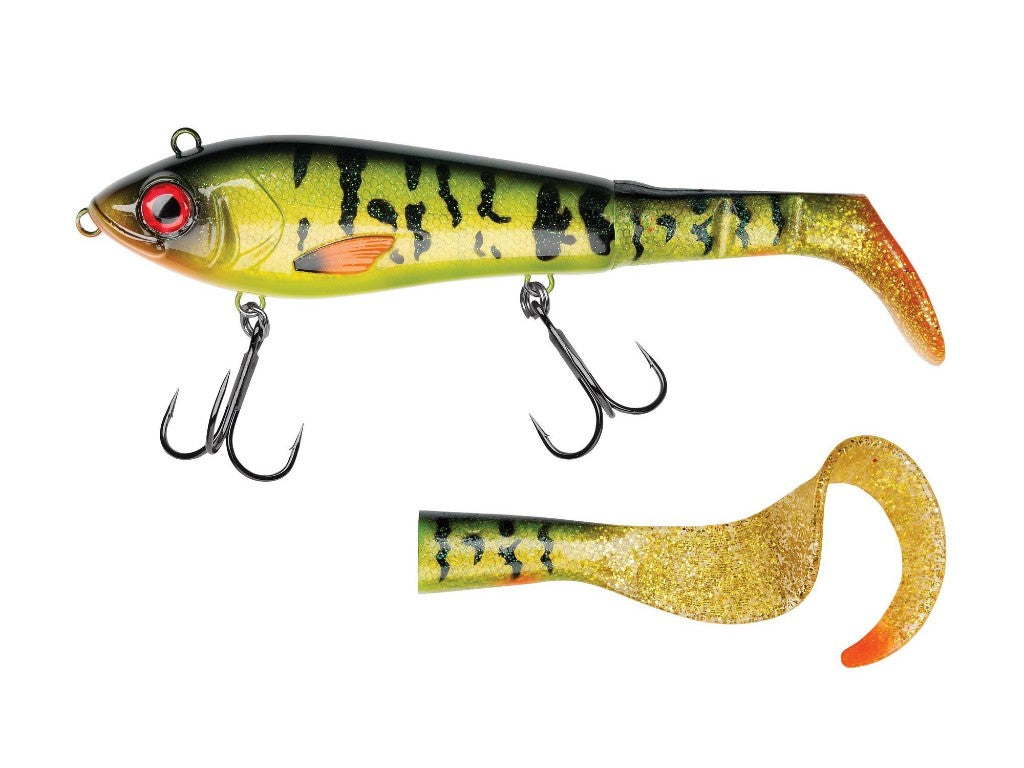 ABU GARCIA SVARTZONKER MCHYBRID 16.5CM 74G On todella pyytävä hybridiviehe / haukiviehe. Kaksi kiinnityskohtaa mahdollistavat säädettävän uinnin erilaisiin olosuhteisiin sekä pyrstö on myös vaihdettavissa sirppipyrstöön